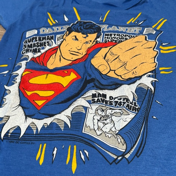 Vintage 1990 Superman Pajama top pants set 12 14 - Picture 3 of 16